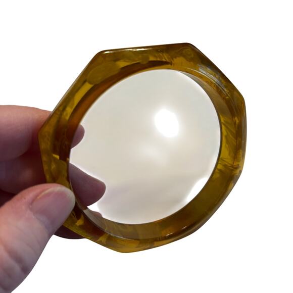 Vintage Prystal Bakelite bangle bracelet apple juice cream swirl 8-side Art Deco - Picture 2 of 4